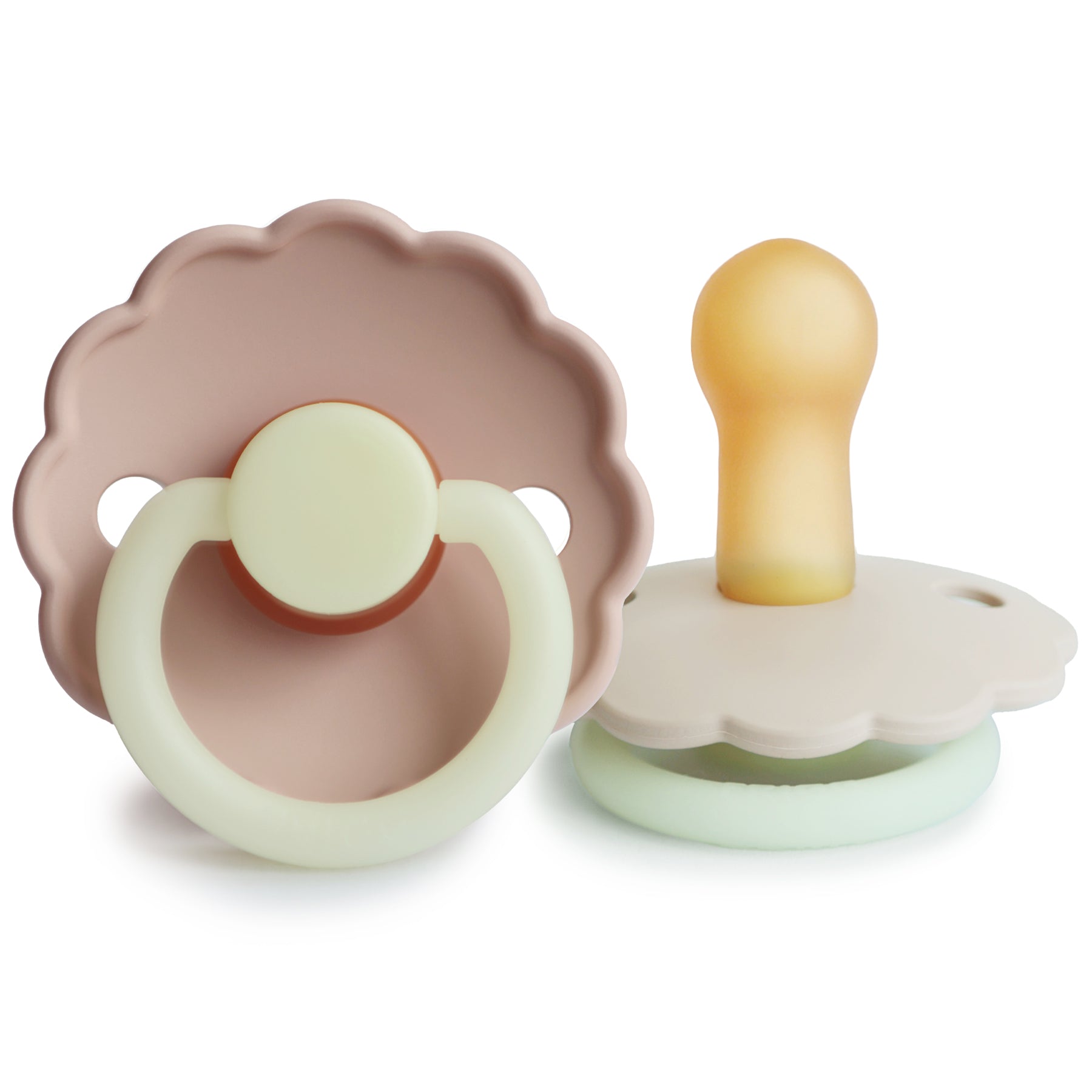 FRIGG Daisy Night Natural Rubber Pacifier 2-Pack FRIGG PACIFIERS Mushie Blush/Cream 6-18 months 