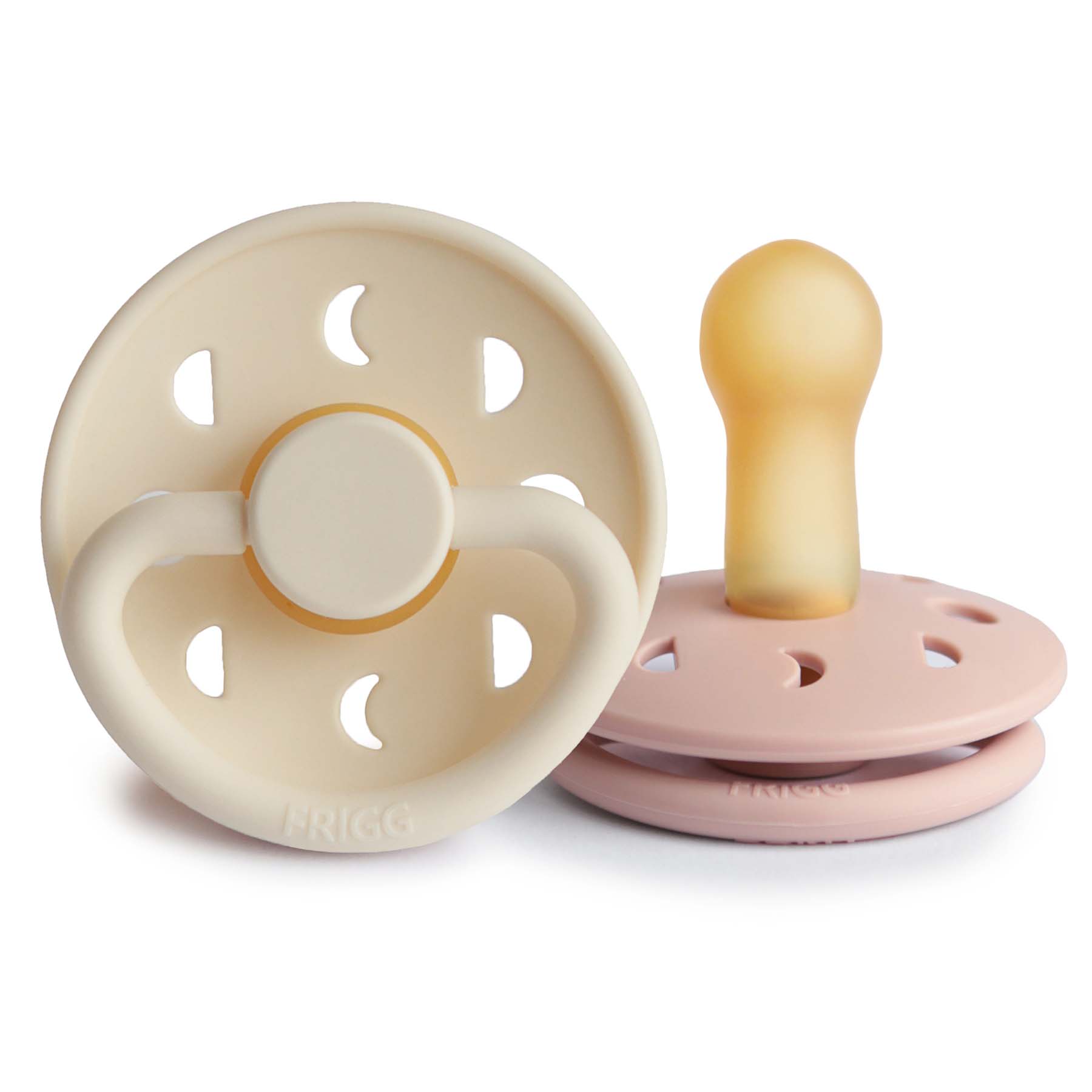 FRIGG Moon Natural Rubber Pacifier 2-Pack FRIGG PACIFIERS Mushie Blush/Cream 6-18 months 