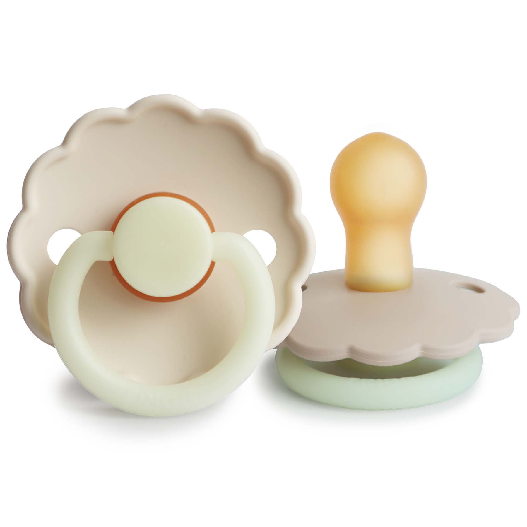 FRIGG Daisy Night Natural Rubber Pacifier 2-Pack FRIGG PACIFIERS Mushie Croissant/Cream 0-6 months 