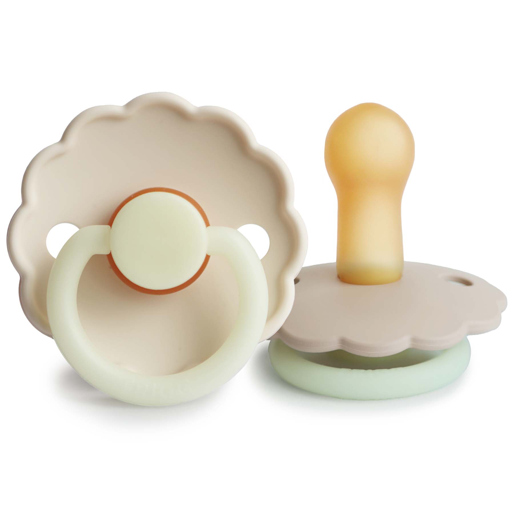 FRIGG Daisy Night Natural Rubber Pacifier 2-Pack FRIGG PACIFIERS Mushie Croissant/Cream 6-18 months 