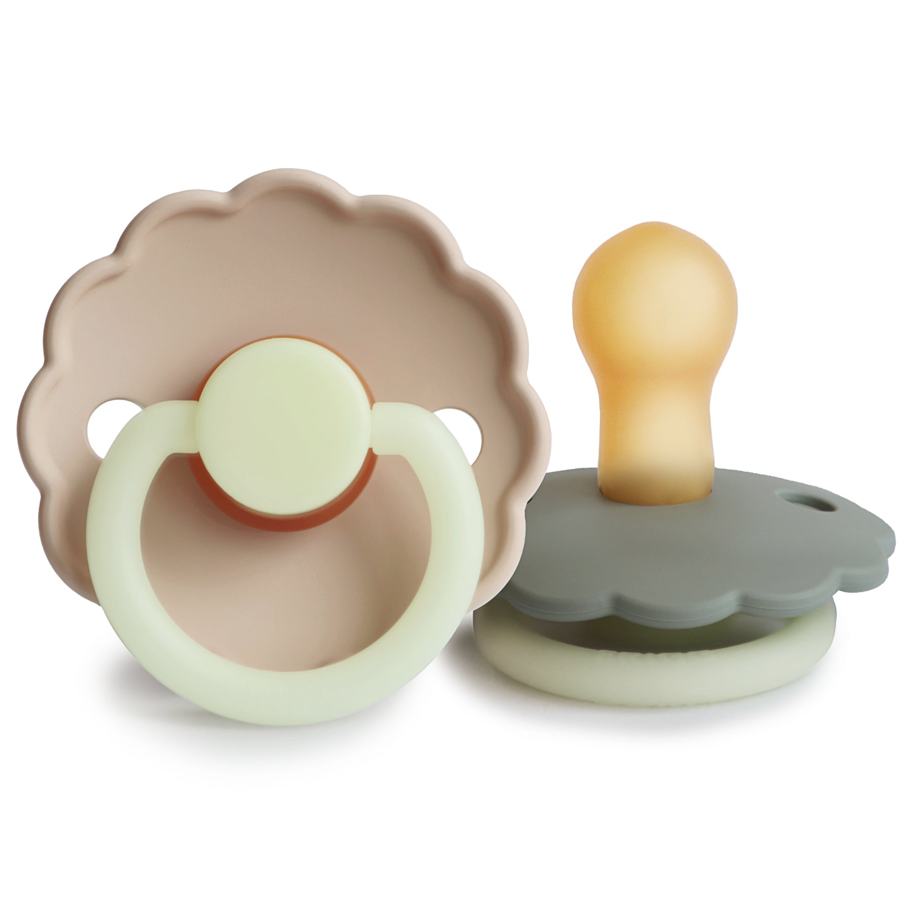 FRIGG Daisy Night Natural Rubber Pacifier 2-Pack FRIGG PACIFIERS Mushie Portobello/Croissant 0-6 months 