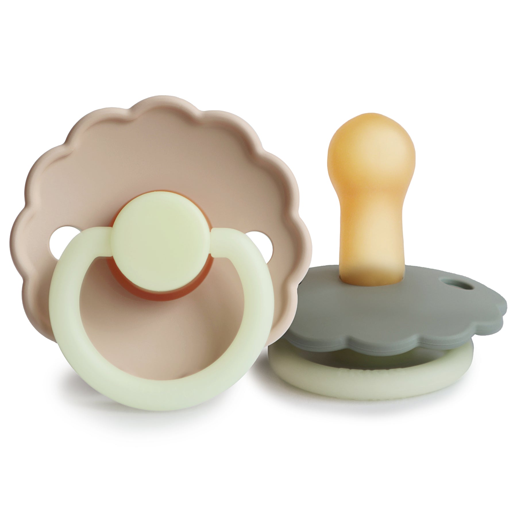 FRIGG Daisy Night Natural Rubber Pacifier 2-Pack FRIGG PACIFIERS Mushie Portobello/Croissant 6-18 months 