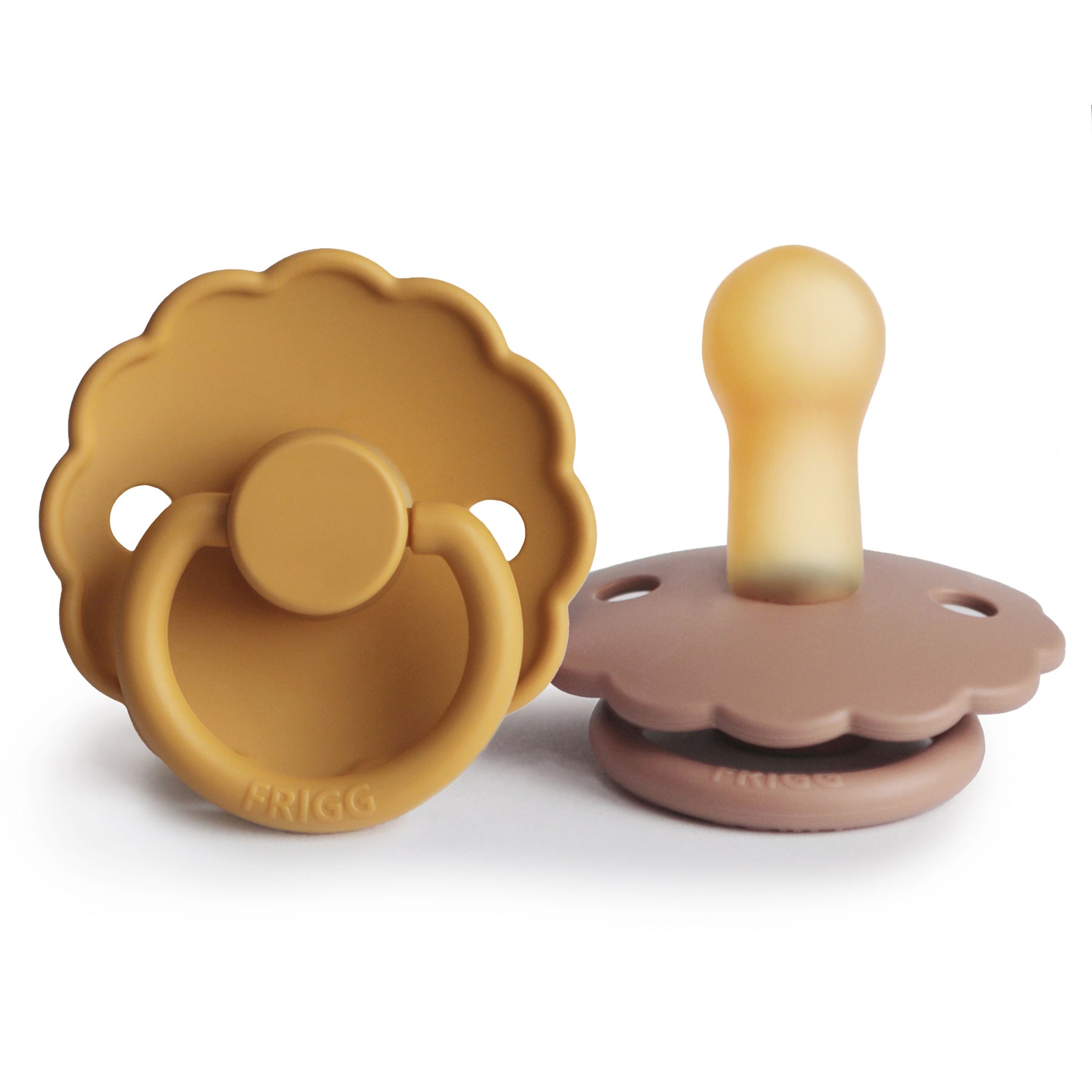 FRIGG Daisy Natural Rubber Pacifier 2-Pack FRIGG PACIFIERS Mushie Rose Gold/Honey Gold 6-18 months 