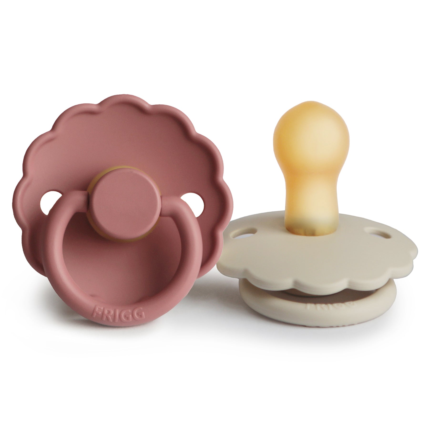 FRIGG Daisy Natural Rubber Pacifier 2-Pack FRIGG PACIFIERS Mushie Powder Blush/Cream 0-6 months 