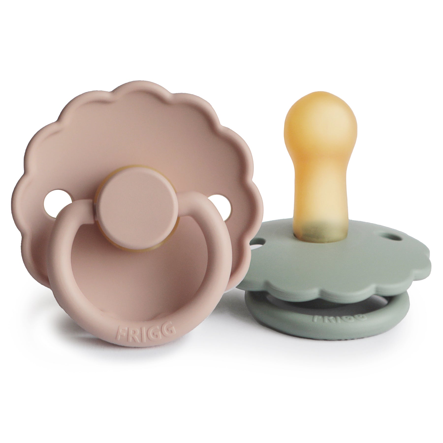 FRIGG Daisy Natural Rubber Pacifier 2-Pack FRIGG PACIFIERS Mushie Blush/Sage 6-18 months 