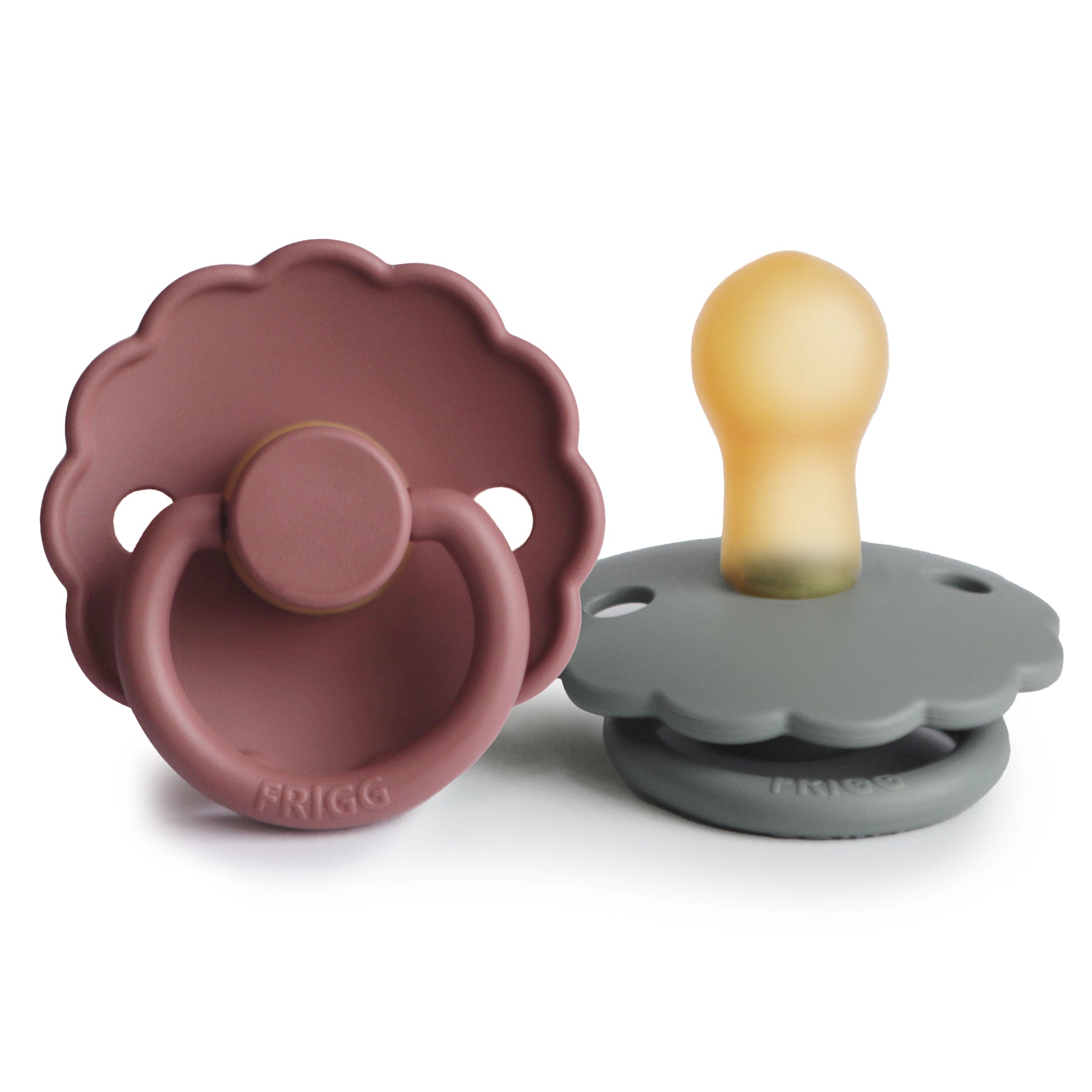 FRIGG Daisy Natural Rubber Pacifier 2-Pack FRIGG PACIFIERS Mushie Woodchuck/French Gray 0-6 months 