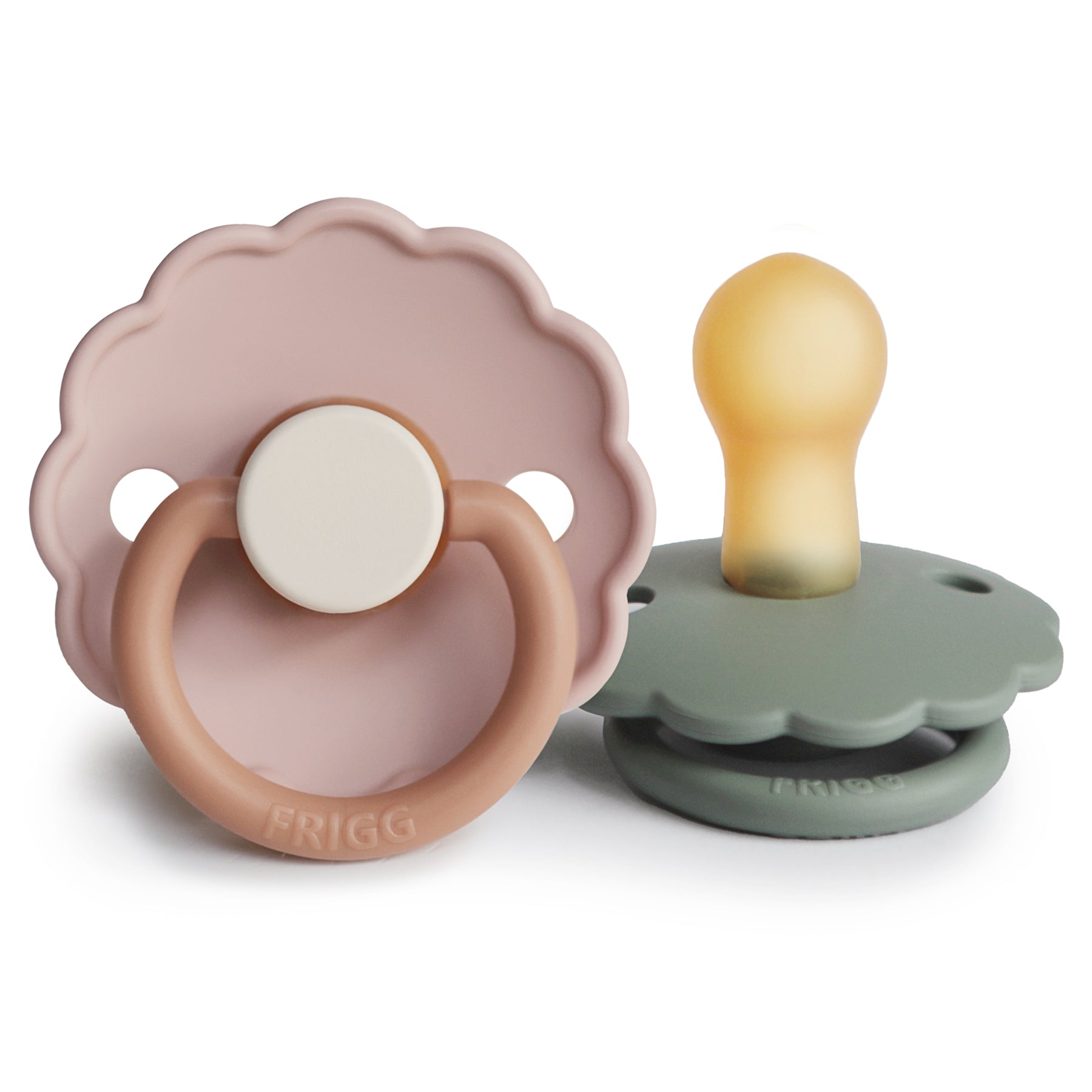 FRIGG Daisy Natural Rubber Pacifier 2-Pack FRIGG PACIFIERS Mushie Biscuit/Lily Pad 0-6 months 