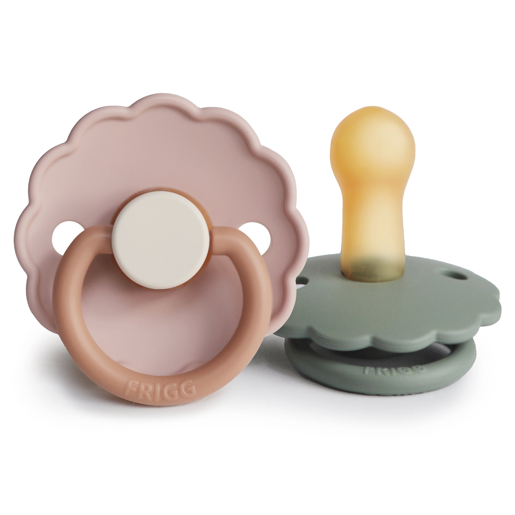 FRIGG Daisy Natural Rubber Pacifier 2-Pack FRIGG PACIFIERS Mushie Biscuit/Lily Pad 6-18 months 