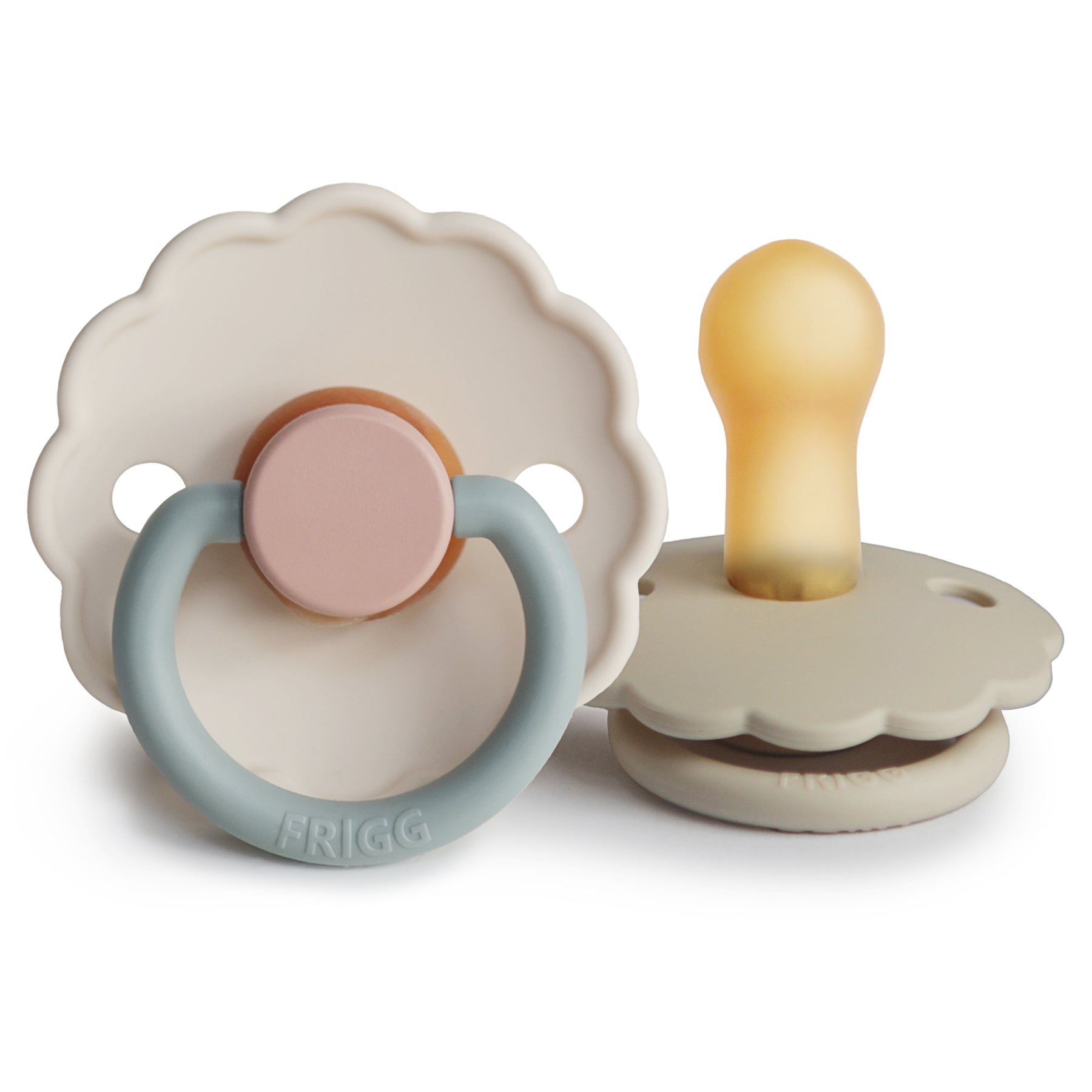 FRIGG Daisy Natural Rubber Pacifier 2-Pack FRIGG PACIFIERS Mushie Cotton Candy/Sandstone 6-18 months 