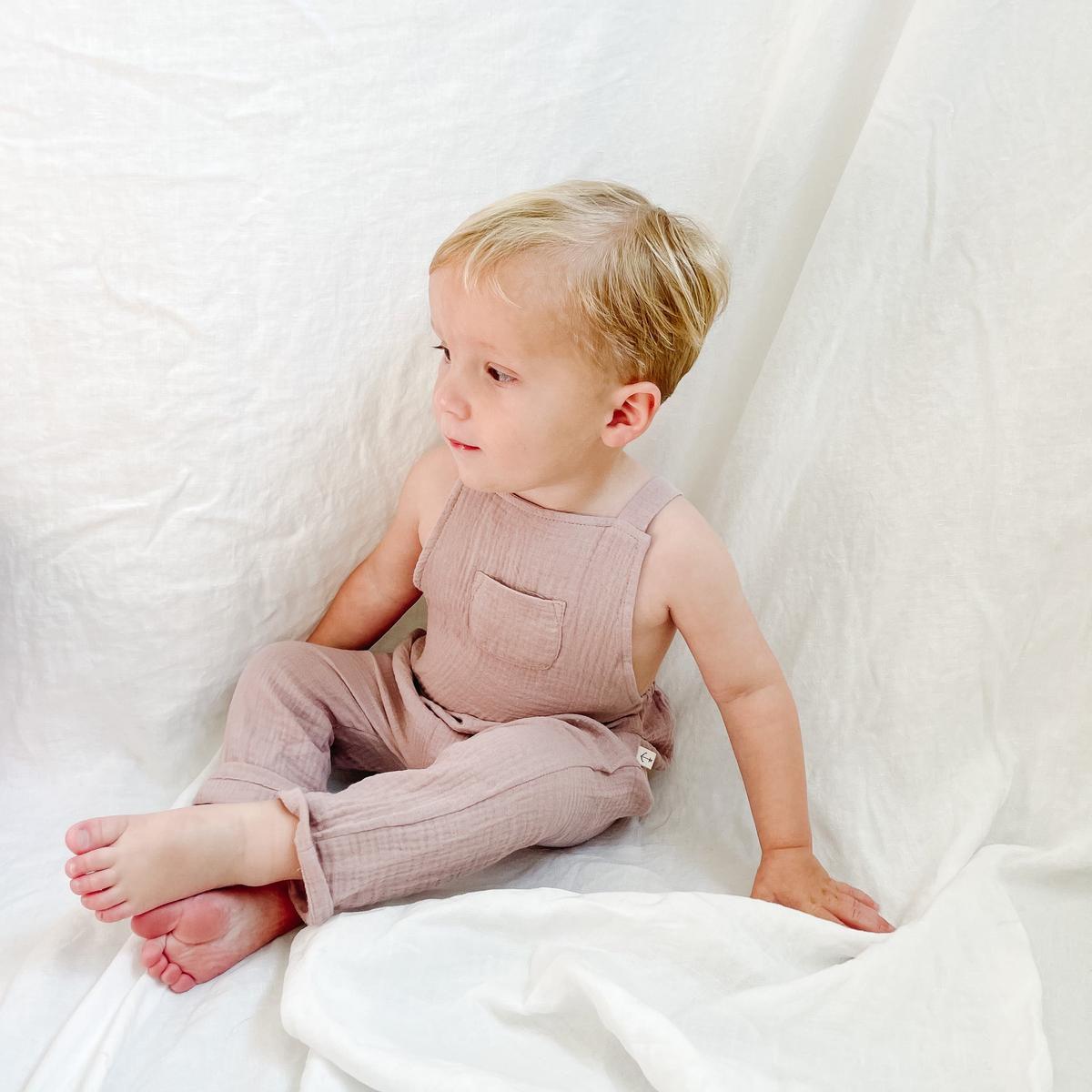 Cross Back Overall - Blush