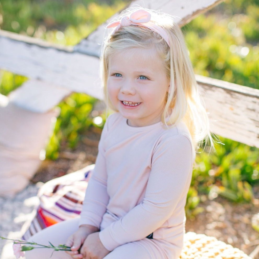 Big Kid Pajama Set - Pink Blush Ribbed