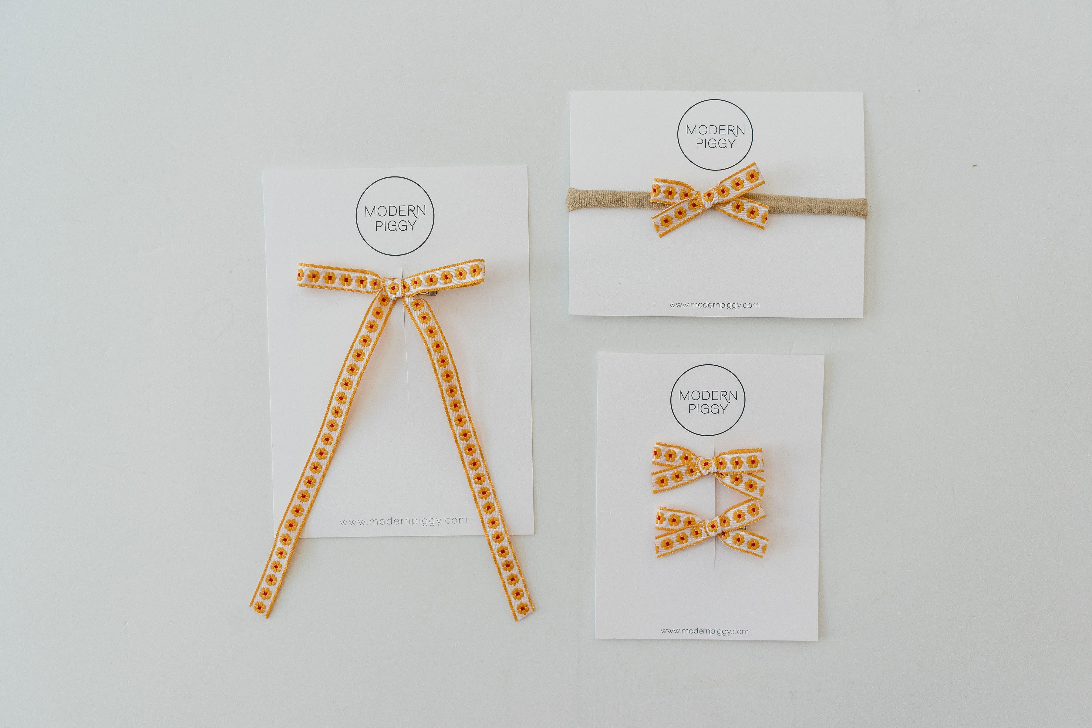 Daisy Chain - Yellow | Mini Ribbon Bow Set