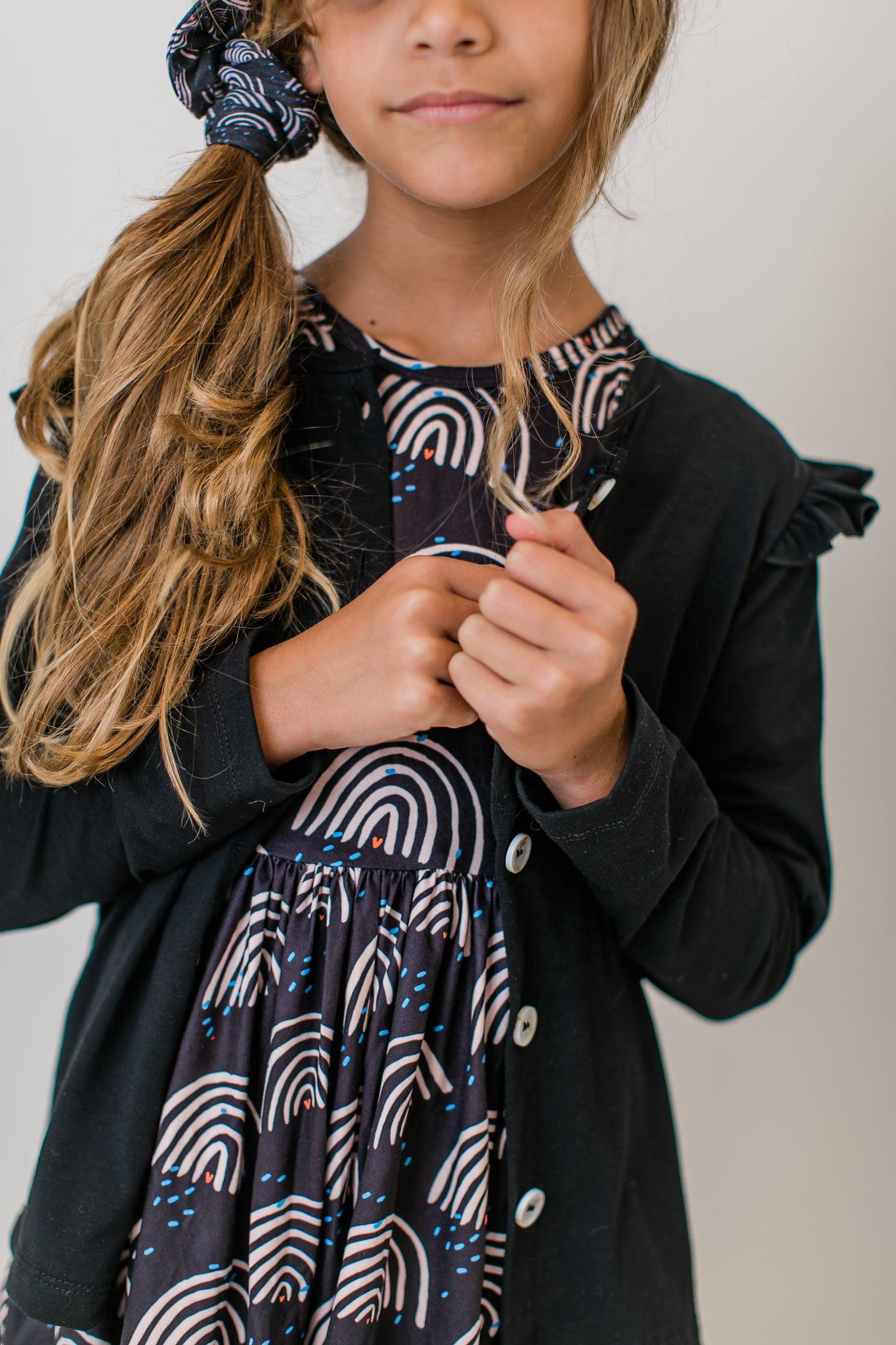 Black Ruffle Cardigan