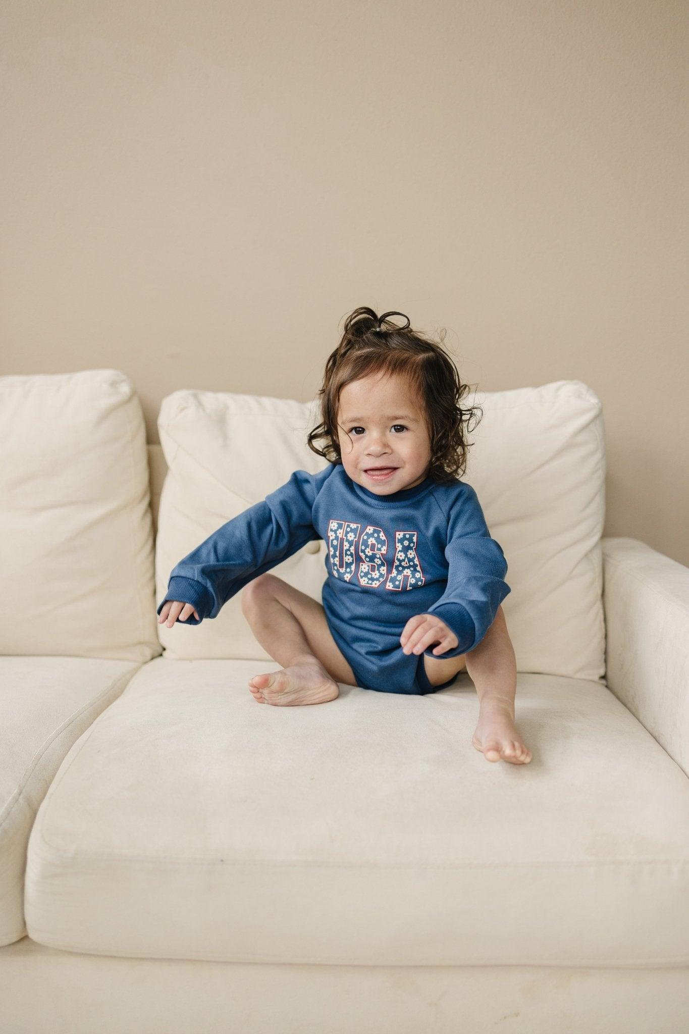 USA Daisy Sweatshirt Romper
