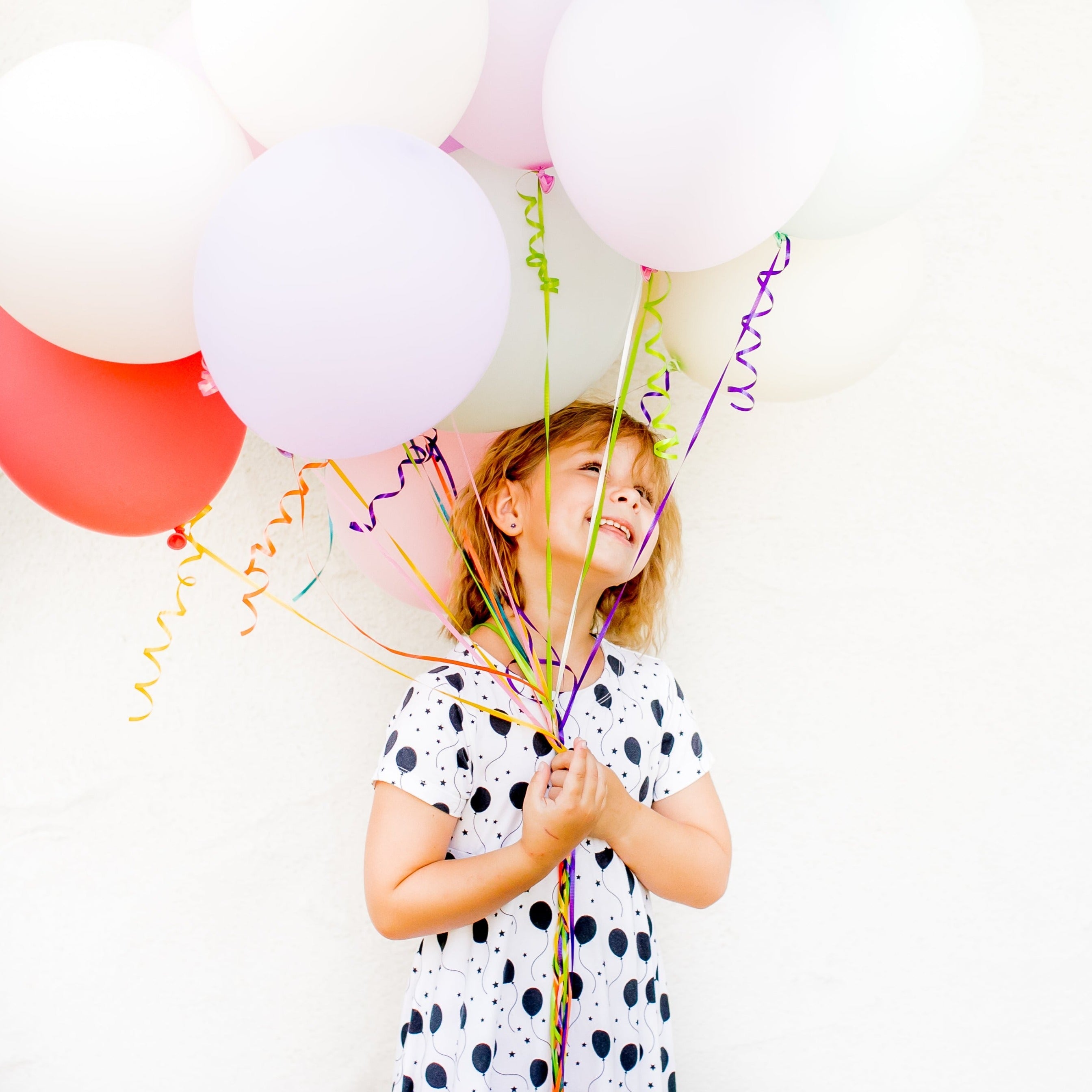 Swirly Girl Short Sleeve Dress - Black Balloons