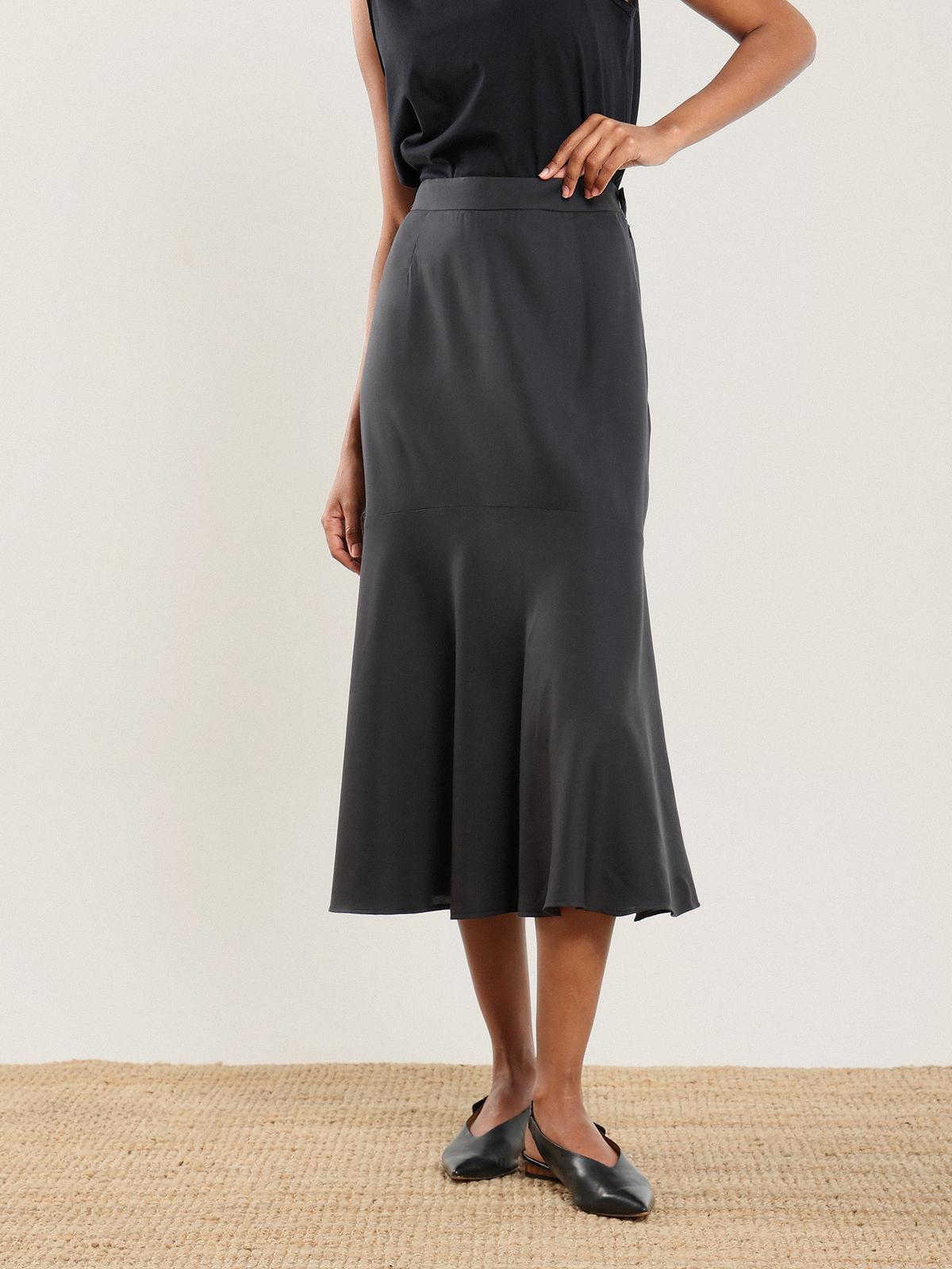 Tencel Flared Skirt - Black
