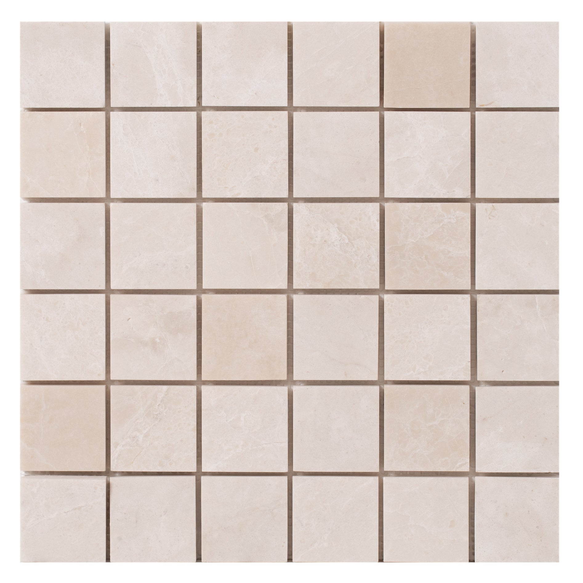 Vanilla Beige Marble 2"x2" Honed on 12" x 12" Mesh Mosaic Tile - Belair Collection