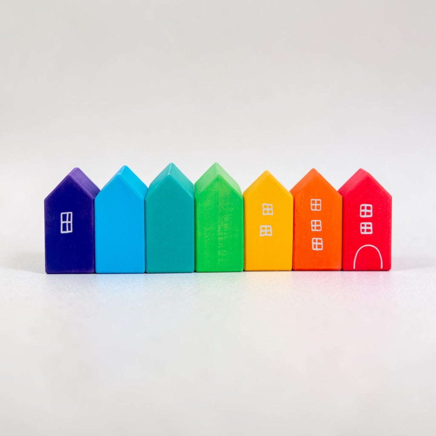 **Pre-order (Ships in 2-3 Weeks)**15-Piece Stained Little Village Wooden House Building Blocks Set