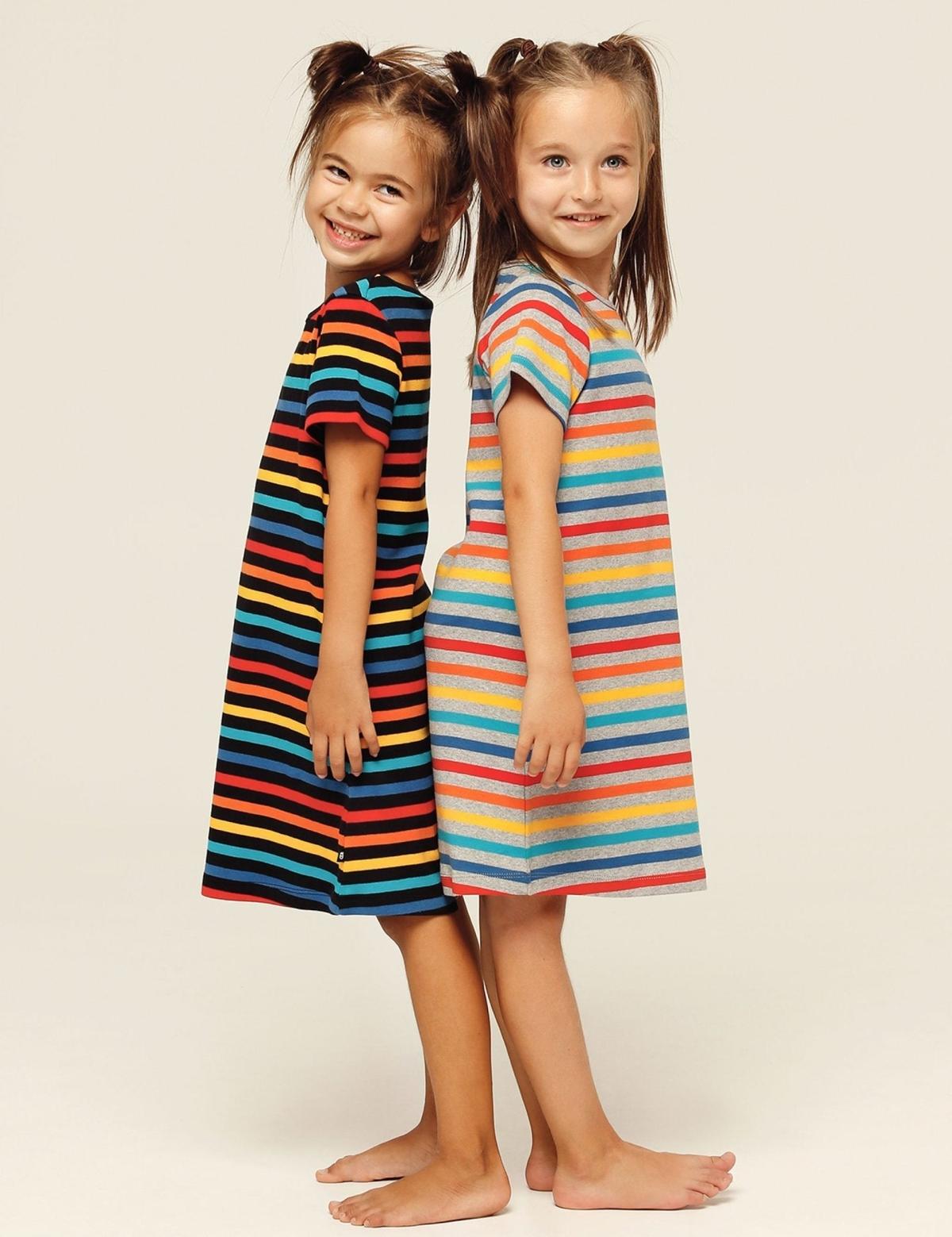 Organic Cosy Rib Dress - Black Multistripe