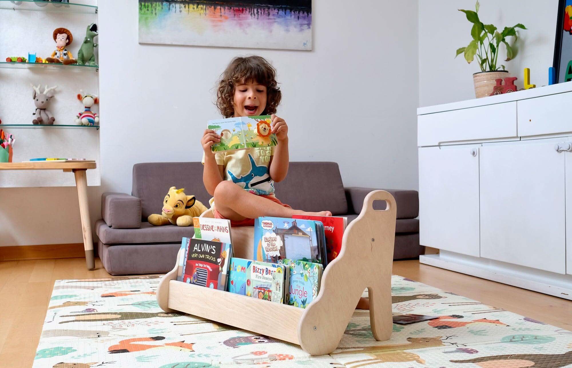 Wave Design Wooden Bookshelf / Small Size