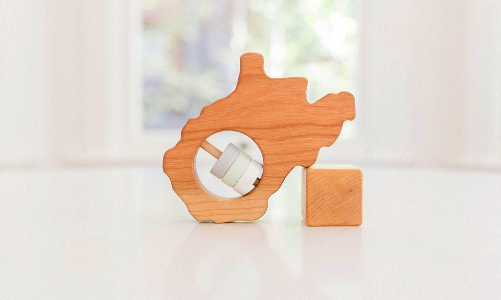 West Virginia State Wooden Baby Rattle™ Rattles Bannor Toys   