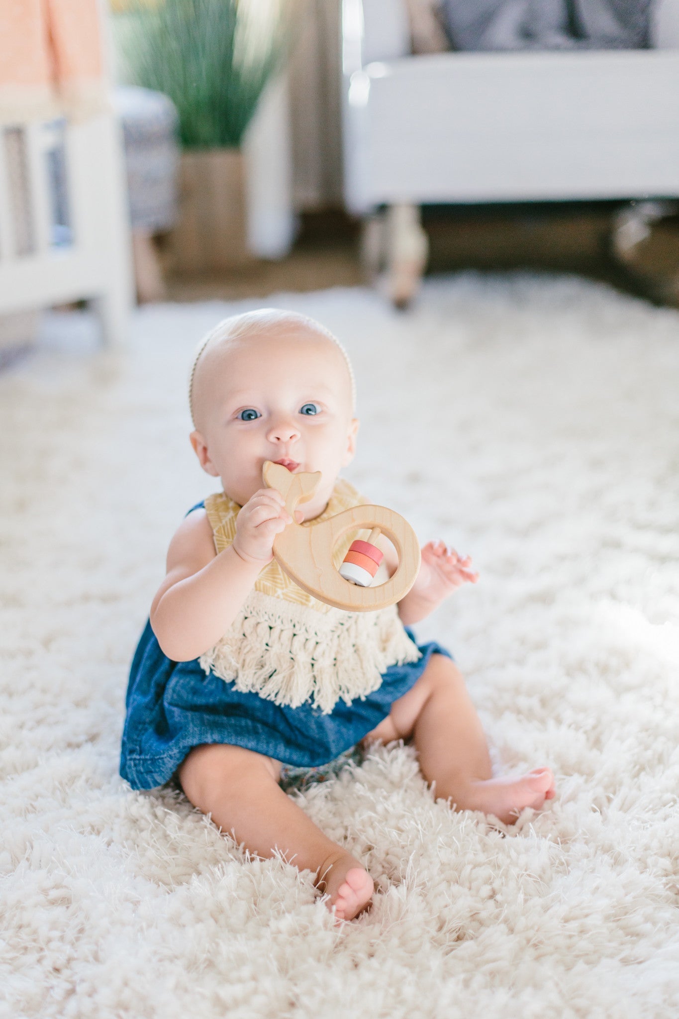 Whale Wooden Baby Rattle Rattle Bannor Toys   