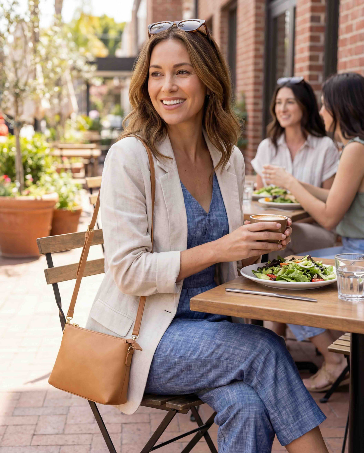 Women's Bow Shoulder Organic Jumpsuit - Blue Chambray - FINAL SALE