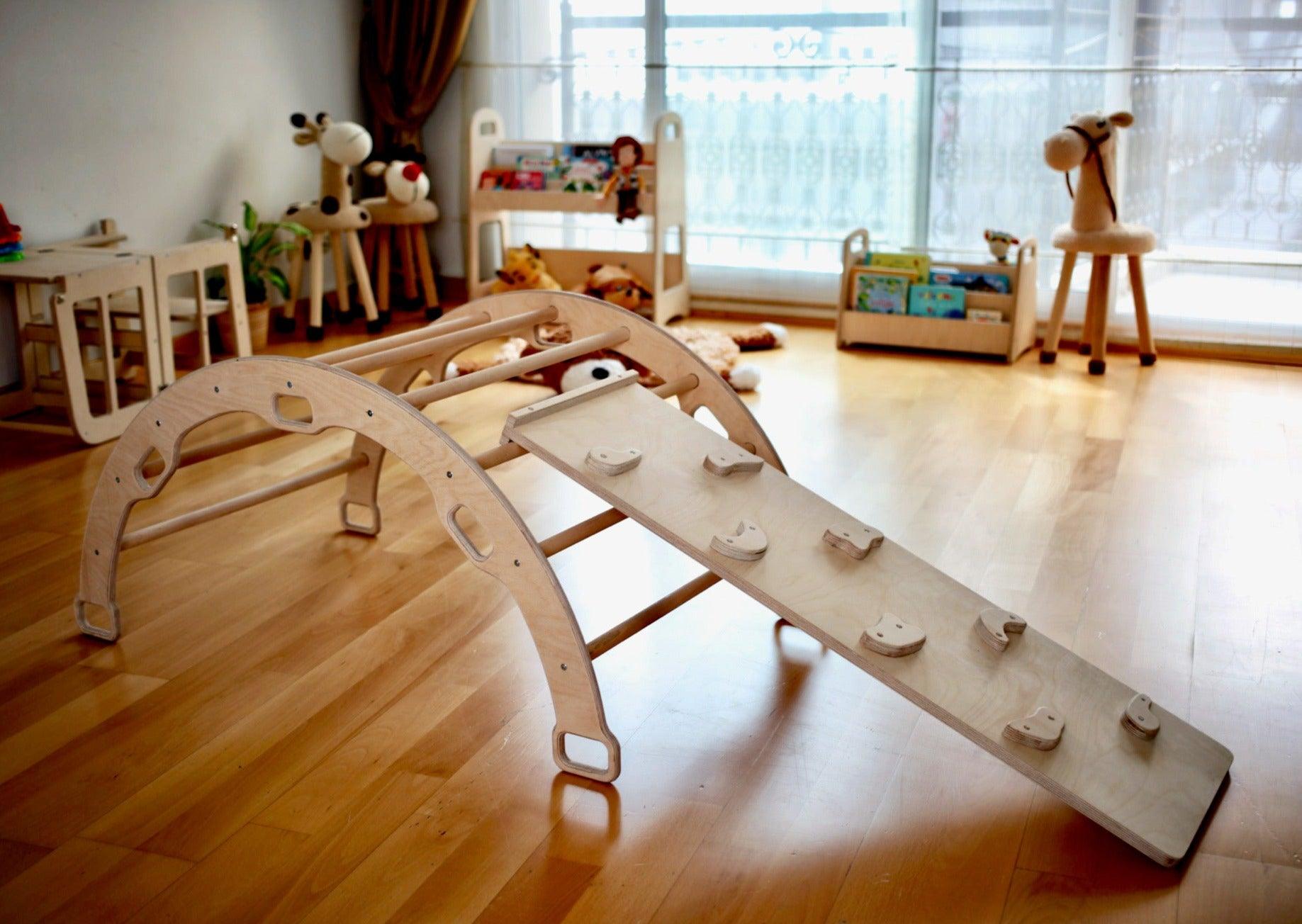 Wooden Climbing Arch Rocker with Ramps