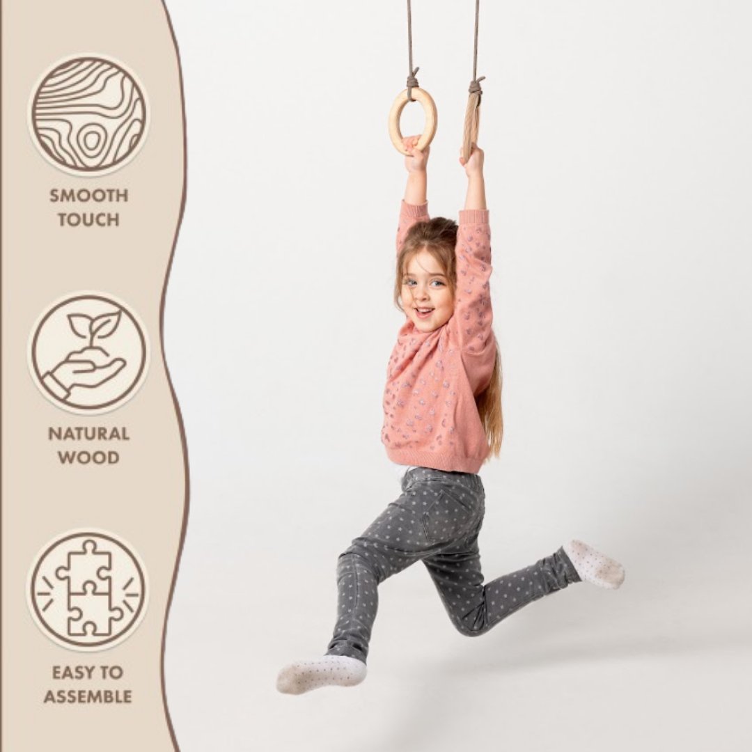 Wooden gymnastic rings for kids Single Swing Goodevas   