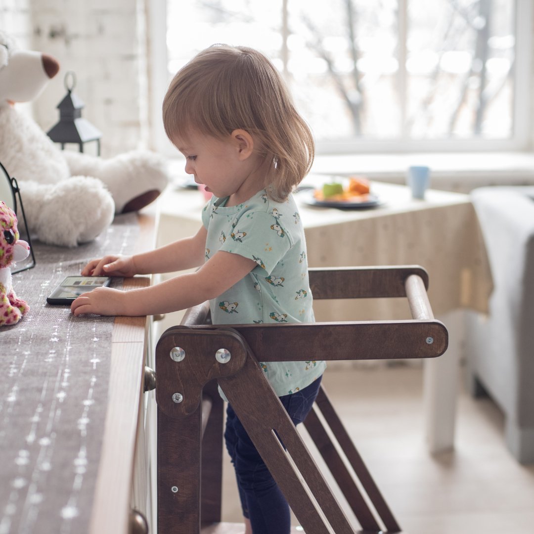 Wooden Step Stool for Preschool - Kid Chair That Grows - Chocolate Kitchen Helper Tower Goodevas   