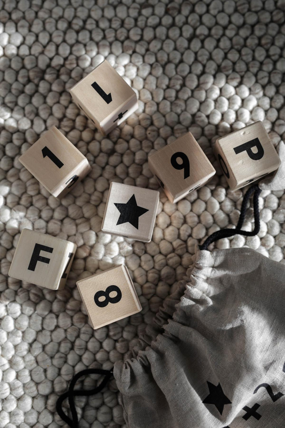 Wooden Math Blocks in Black - Wood