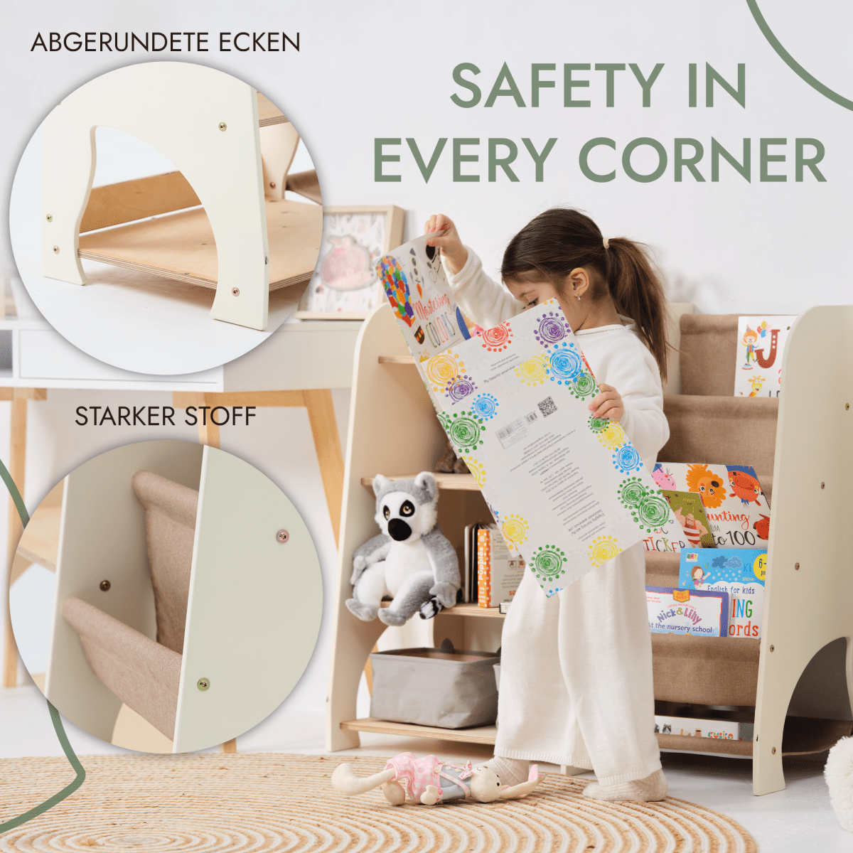 Wooden Montessori Shelves for Toddler 2in1: Bookshelf & Toy Shelving