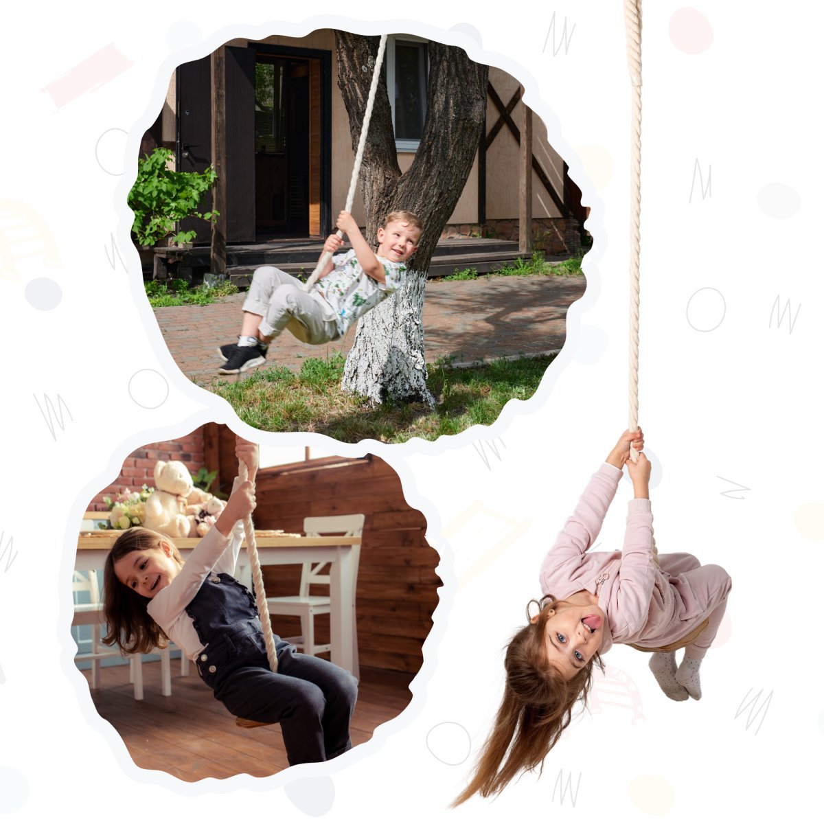 Wooden rope swing for kids Single Swing Goodevas   