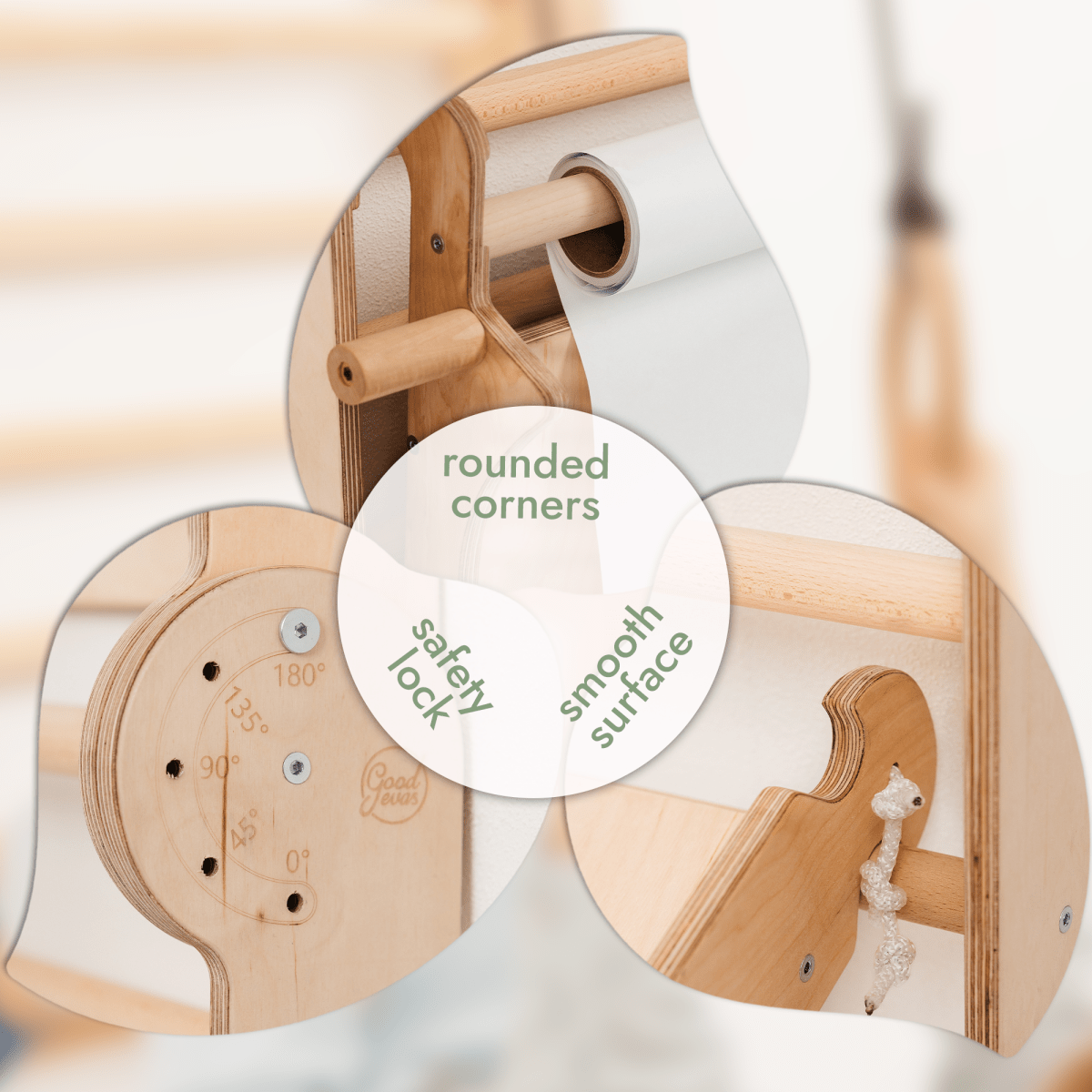 Wooden Swedish Wall / Climbing ladder for Children + Swing Set + Slide Board + Art Add-on