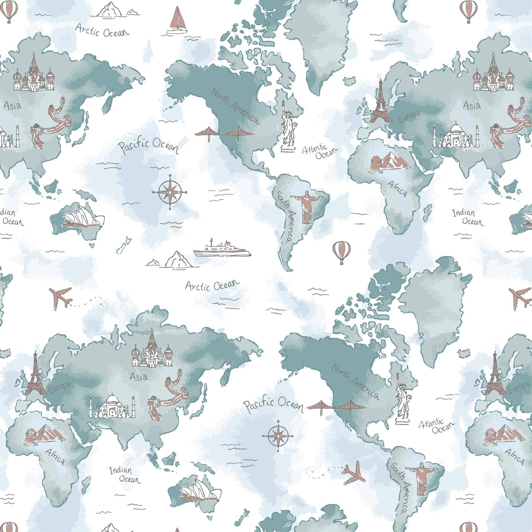 World Map Oh So Soft Muslin Teether Blanket Teether Blanket Bebe au Lait   