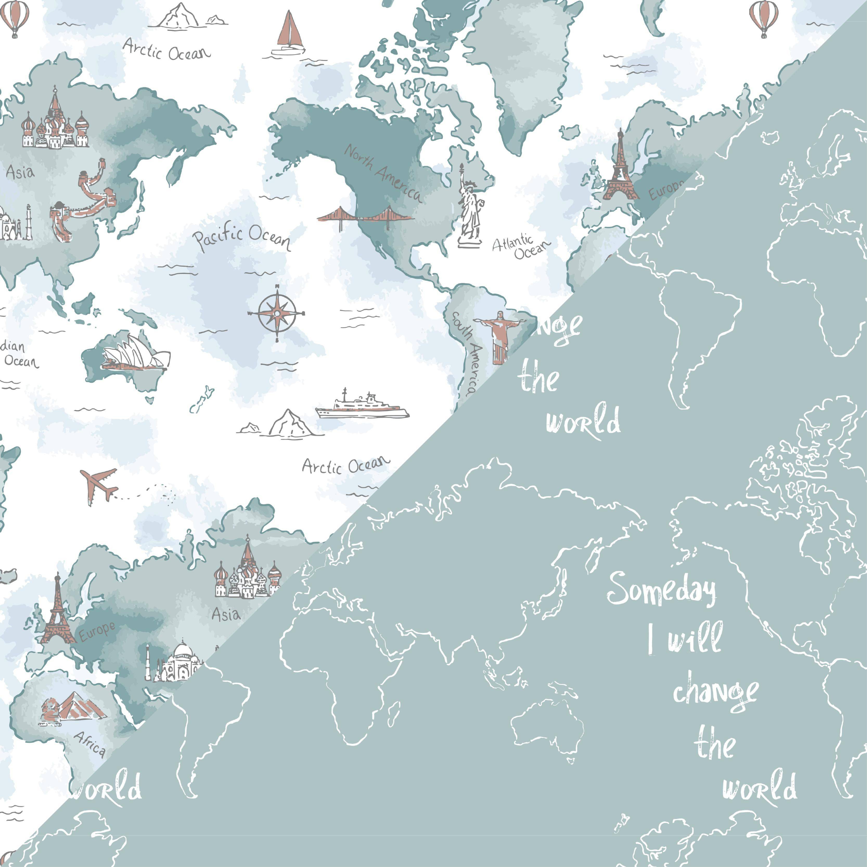 World Map + Someday Oh So Soft Snuggle Blanket Snuggle Blanket Bebe au Lait   