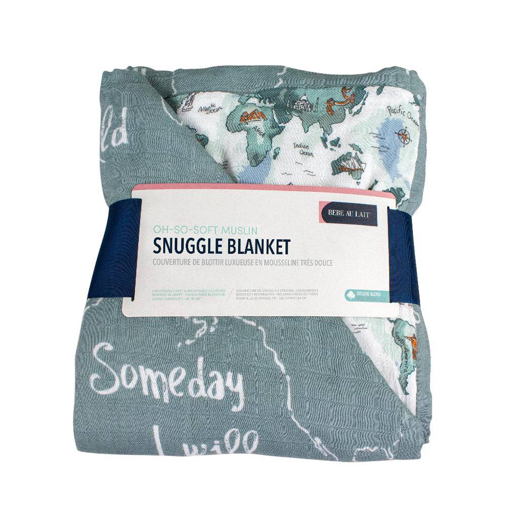 World Map + Someday Oh So Soft Snuggle Blanket Snuggle Blanket Bebe au Lait   