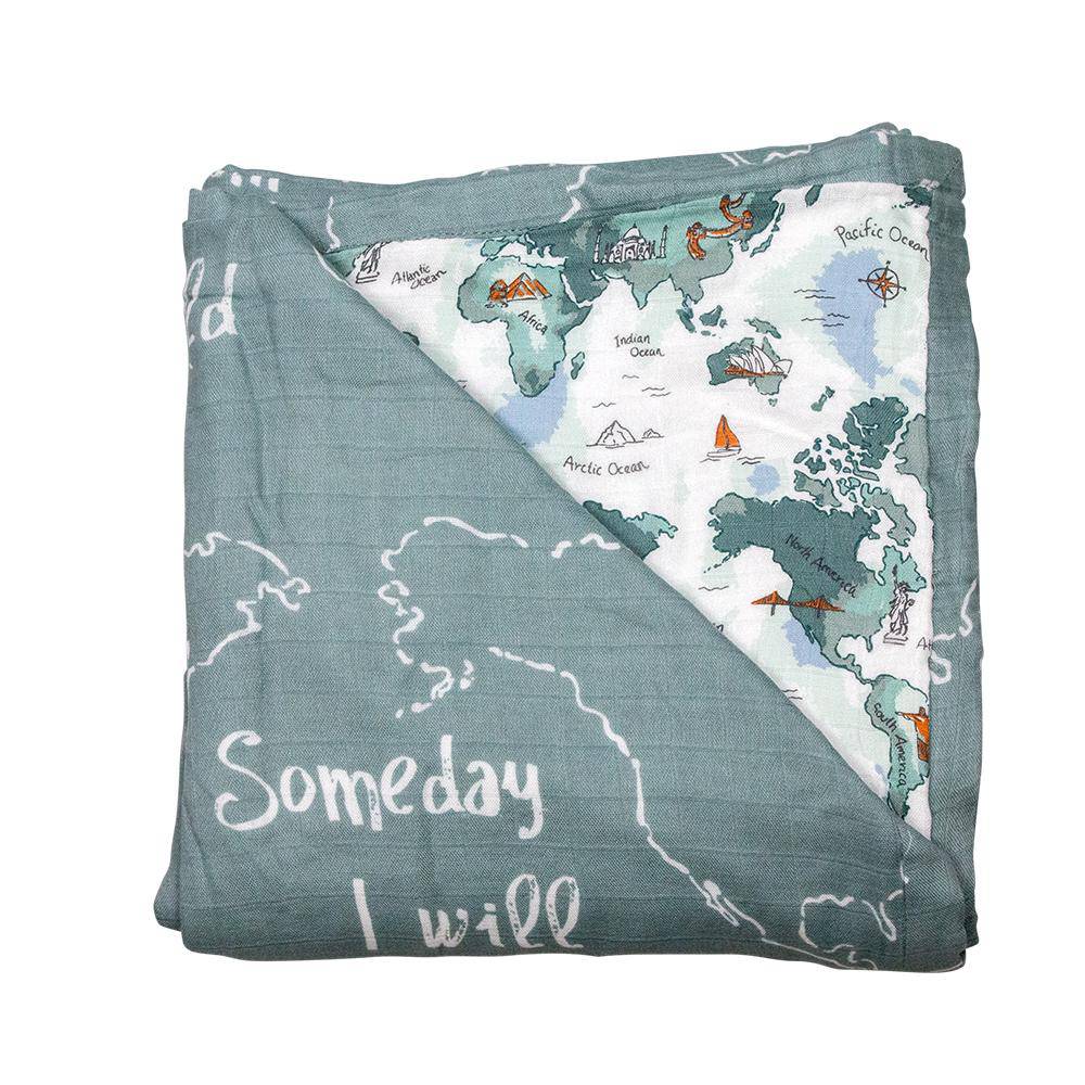 World Map + Someday Oh So Soft Snuggle Blanket Snuggle Blanket Bebe au Lait   