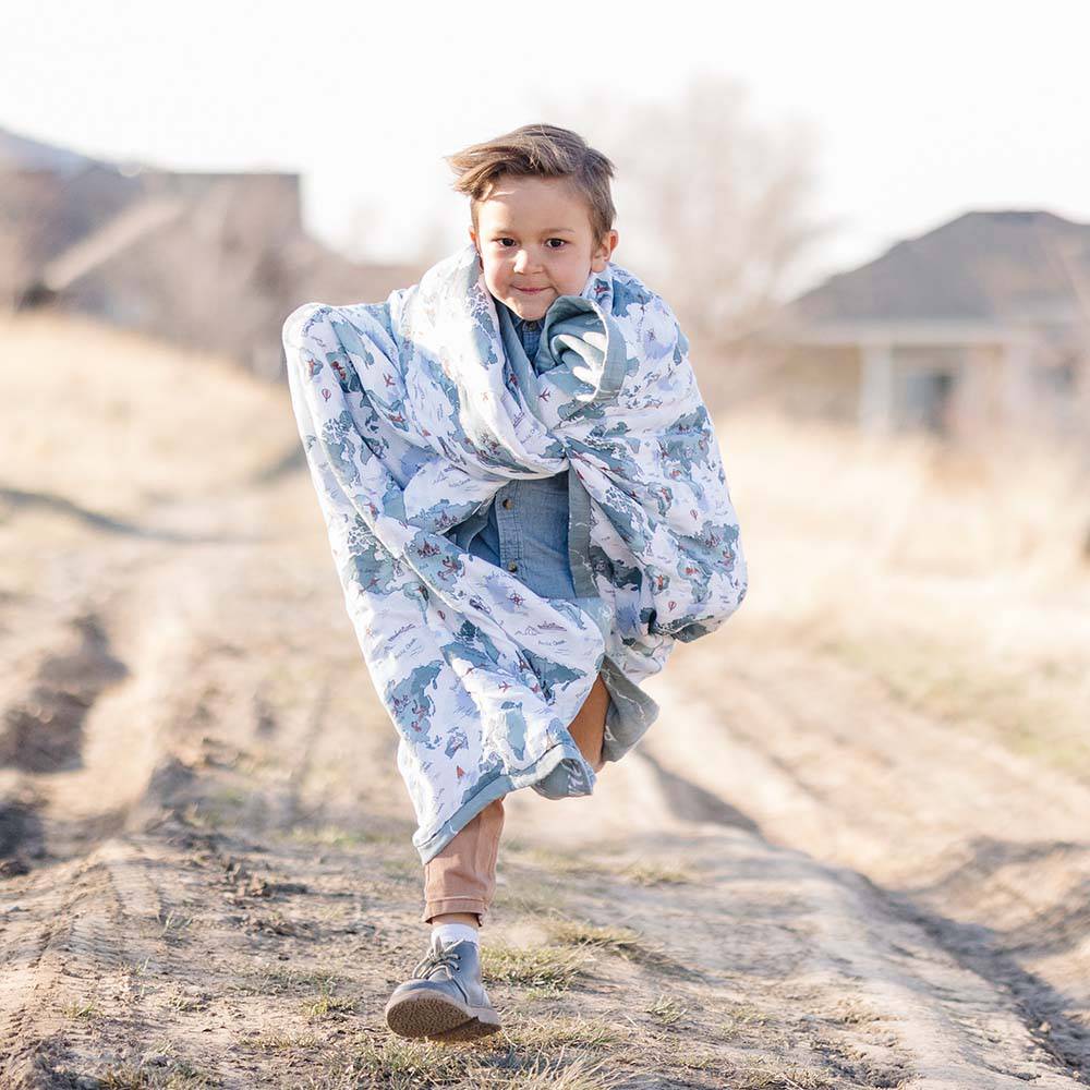 World Map + Someday Oh So Soft Muslin Super Snuggle Blanket Super Snuggle Blanket Bebe au Lait   