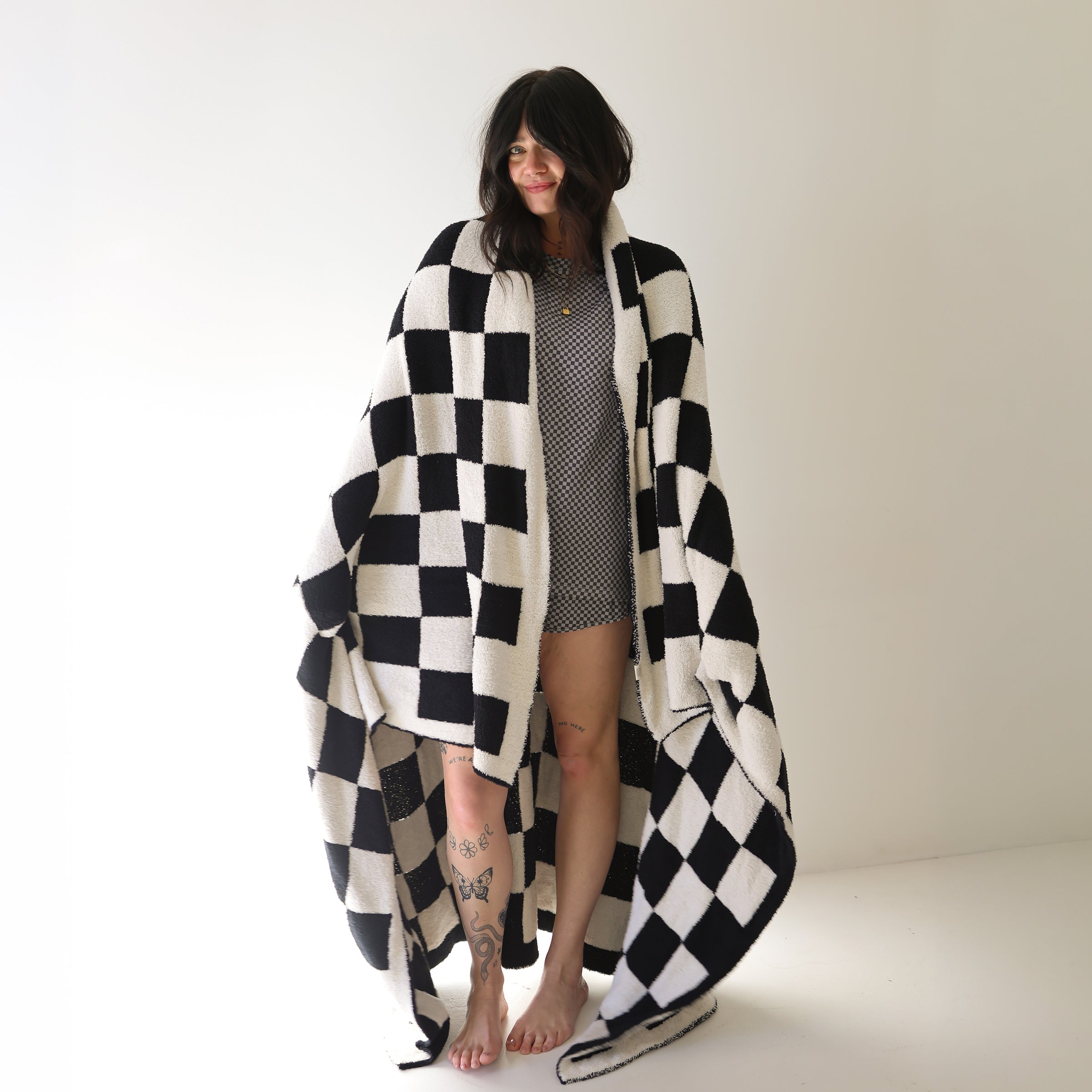 Plush Blanket  | Black & White Checkerboard