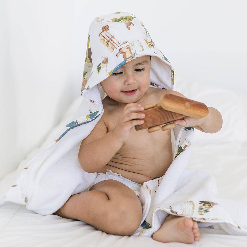 Wyoming Baby Hooded Towel Hooded Baby Towel Bebe au Lait   