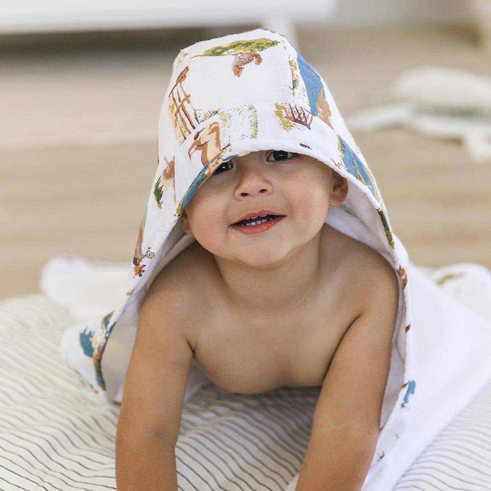 Wyoming Baby Hooded Towel Hooded Baby Towel Bebe au Lait   