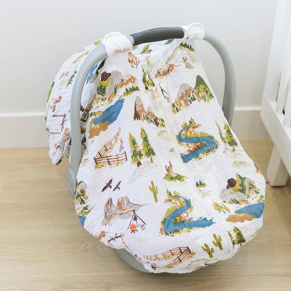 Wyoming Classic Muslin Car Seat Cover Car Seat Cover Bebe au Lait   