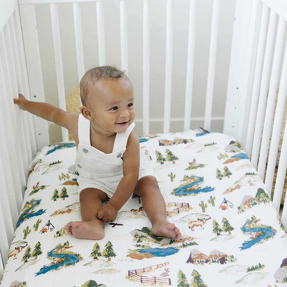 Wyoming Classic Muslin Crib Sheet Crib Sheet Bebe au Lait   