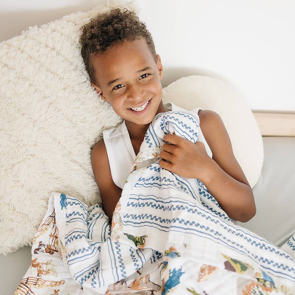 Wyoming + Western Stripe Classic Muslin Super Snuggle Blanket Super Snuggle Blanket Bebe au Lait   