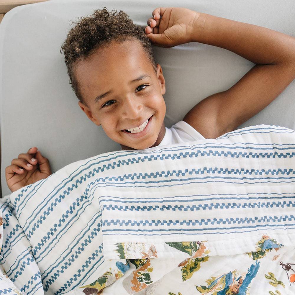 Wyoming + Western Stripe Classic Muslin Super Snuggle Blanket Super Snuggle Blanket Bebe au Lait   