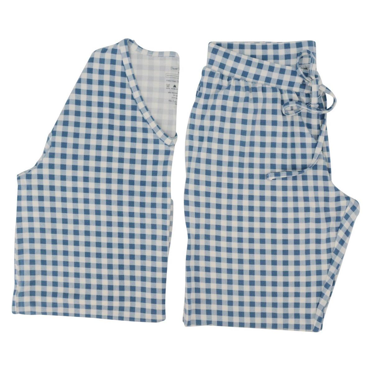 Adult 2 Piece Pajama - Blue Gingham