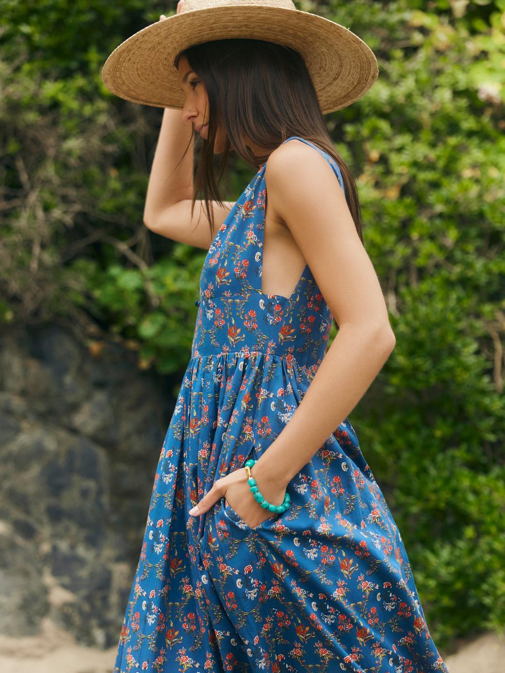 Becca Midi Dress - Blue Floral Spritz