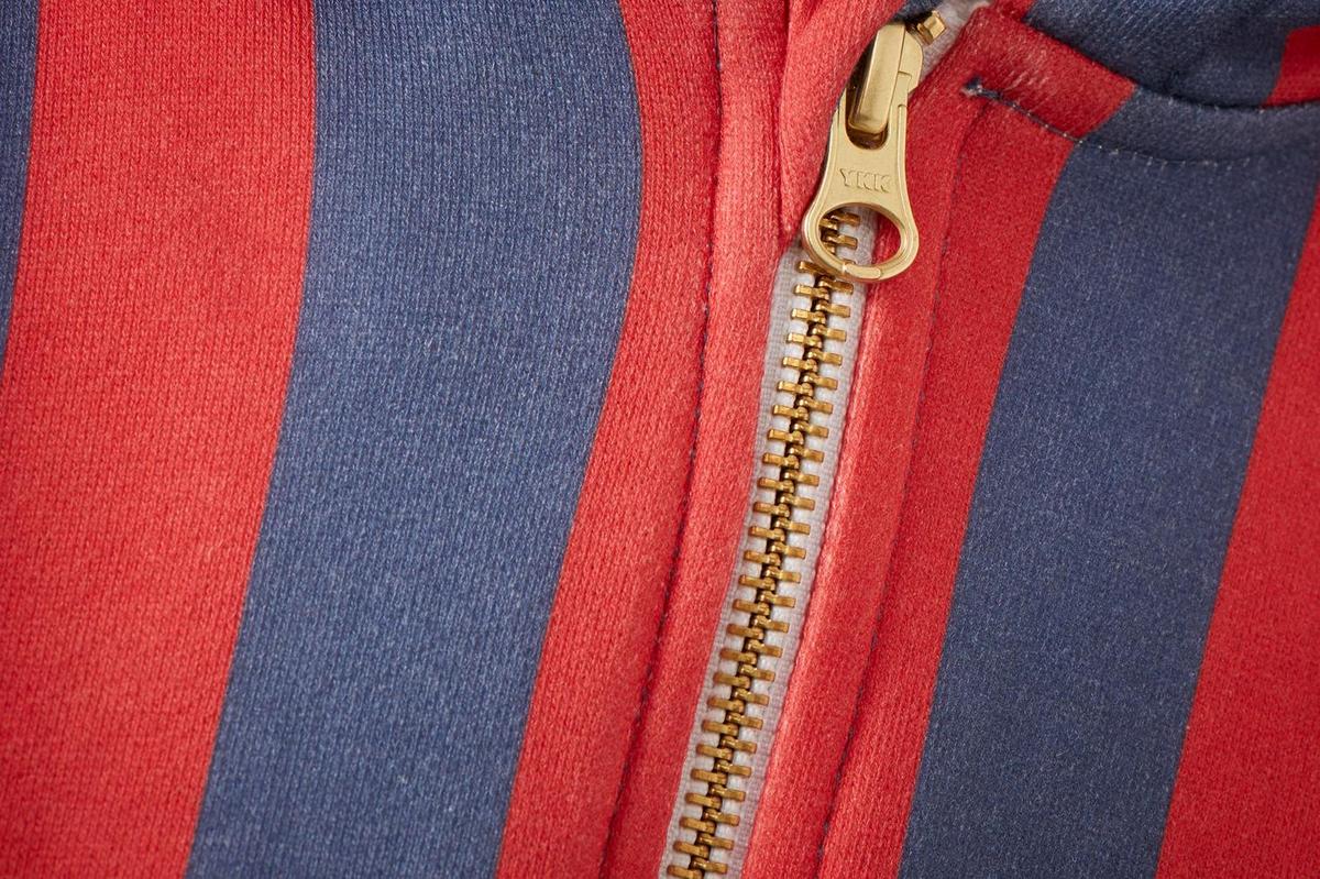 Baby Striped Organic Cotton Zip Up Hoodie - Red/Blue Stripe