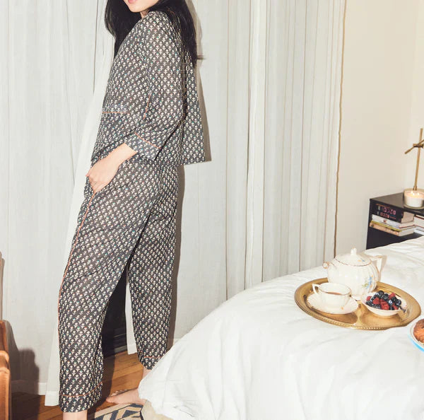 Rosie Pajamas Pants - Faded Black/Cream Dot print